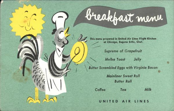 United Airlines Breakfast Menu Airline Advertising