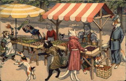 Cat's at Farmer's Market Postcard