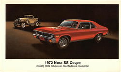 1972 Nova SS Coupe (inset) 1932 Chevrolet Confederate Cabriolet Cars Postcard Postcard Postcard