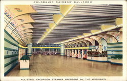 Coloramic Rainbow Ballroom, All-Steel Excursion Steamer President on the Mississippi Postcard