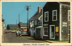 Dock Street, Edgartown, winds it's way along the waterfront Postcard