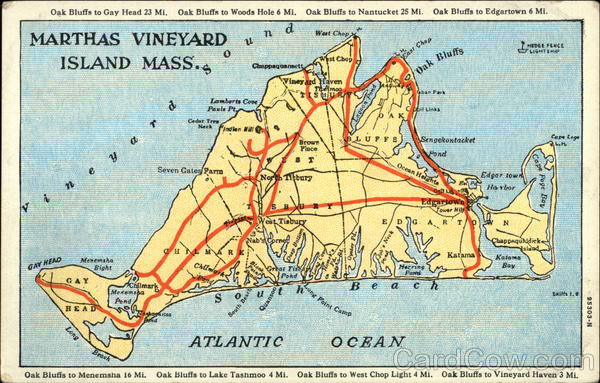 Map of Martha's Vineyard Massachusetts