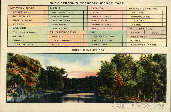 Busy Person's Correspondence Card Correspondence Cards