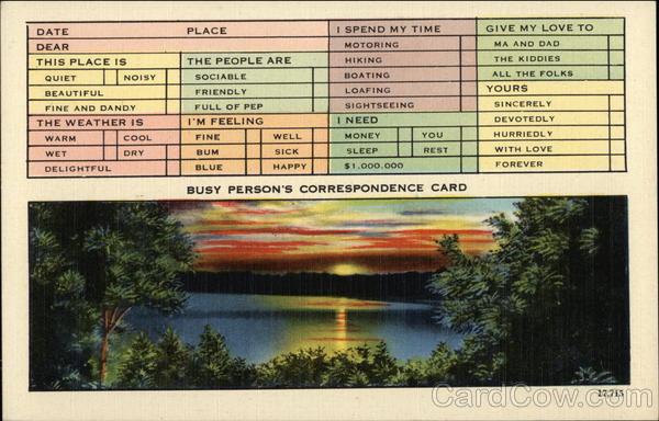 Busy Person's Correspondence Card Correspondence Cards