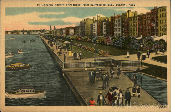 Beacon Street Esplanade from Harvard Bridge Boston Massachusetts