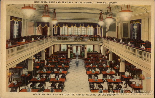 Main Restaurant and Sea Grill, Hotel Pieroni, 7 Park Sq. Boston Massachusetts