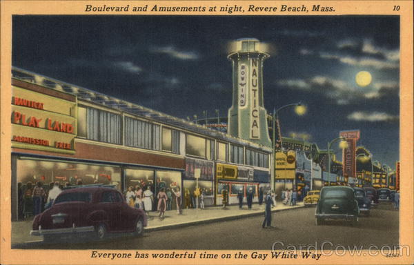 Boulevard and Amusements at Night Revere Beach Massachusetts