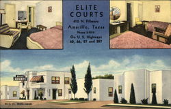 Bedrooms and View of Building, Elite Courts Postcard