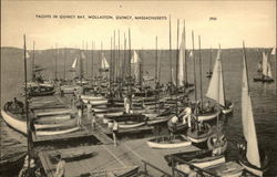 Yachts in Quincy Bay, Wollaston Massachusetts Postcard Postcard Postcard