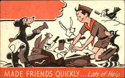 Made Friends Quickly... Lots of Help Boy Scouts Postcard Postcard Postcard