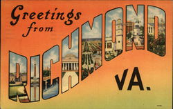 Greetings from Richmond, Virginia Postcard Postcard Postcard