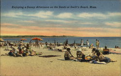 Enjoying a Sunny Afternoon on the Sand, Swift's Beach Wareham, MA Postcard Postcard Postcard