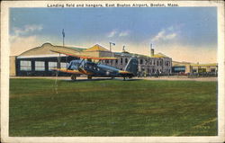 Landing Field and Hangers, East Boston Airport Postcard