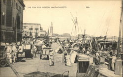 Busy View of The Fish Pier Postcard