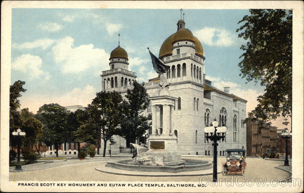 Francis Scott Key Monument and Eutaw Place Temple Baltimore Maryland