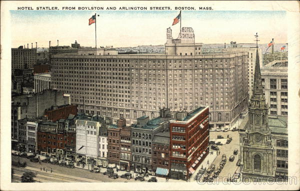 Hotel Statler From Boylston and Arlington Streets Boston Massachusetts