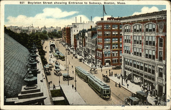 Boylston Street Showing Entrance to Subway Boston Massachusetts