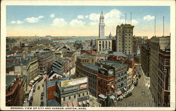 General View of City and Harbor Boston Massachusetts