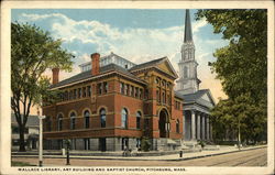 Wallace Library, Art Building and Baptist Church Fitchburg, MA Postcard Postcard Postcard