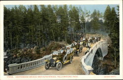 Chittenden Bridge and Auto Stages Yellowstone National Park, WY Postcard Postcard Postcard