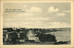 Bird's Eye View of Town and Shoreline Little Current, ON Canada Ontario Postcard Postcard Postcard