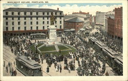 Bird's Eye View of Monument Square Portland, ME Postcard Postcard Postcard
