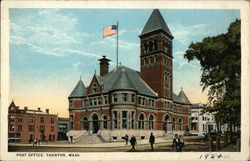 Street View of Post Office Taunton, MA Postcard Postcard 