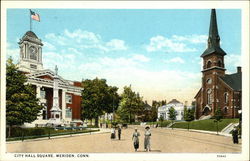 City Hall Square Meriden, CT Postcard Postcard Postcard