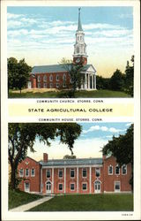 State Agricultural College - Community Church and House Storrs, CT Postcard Postcard Postcard