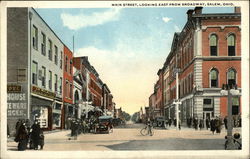 Main Street, Looking East from Broadway Postcard