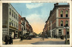 Main Street, Looking East from Broadway Postcard