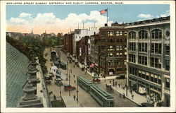 Boylston Street Subway Entrance and Public Gardens Boston, MA Postcard Postcard Postcard