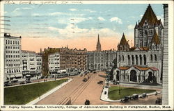 Copley Square, Boston University, College of Administration Building in Foreground Postcard