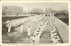 Setting-Up Exercises, Receiving Ship, Commonwealth Pier Postcard