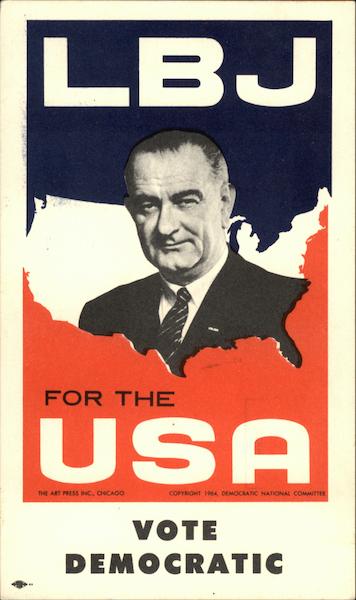 LBJ for the USA DNC Campaign Postcard Political