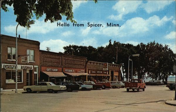 Hello - Street Scene showing beautiful Green Lake in the Background Spicer Minnesota
