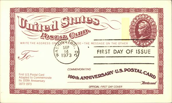 100th Anniversary US Postal Card First Day Issue Cards