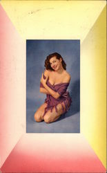 Woman Posing in Purple Scarf Swimsuits & Pinup Postcard Postcard Postcard