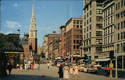 Tremont Street and Park Street Church Boston, MA Postcard Postcard Postcard