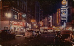Theatre District at Night looking North on Washington Street Boston, MA Postcard Postcard Postcard