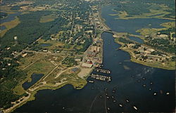 Aerial View of Cape Cod - River and Main Street Postcard