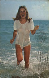 Woman in the Florida Surf Wet T-Shirt Panama City, FL Swimsuits & Pinup Postcard Postcard Postcard