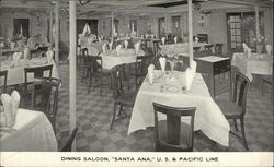Dining Saloon, "Santa Ana," U.S. & Pacific Line Interiors Postcard Postcard Postcard