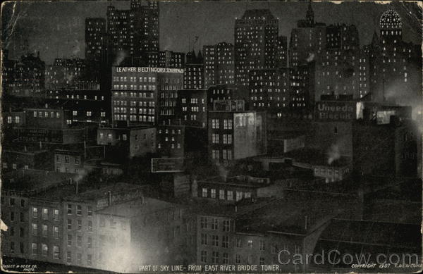 Skyline From East River Bridge Tower New York