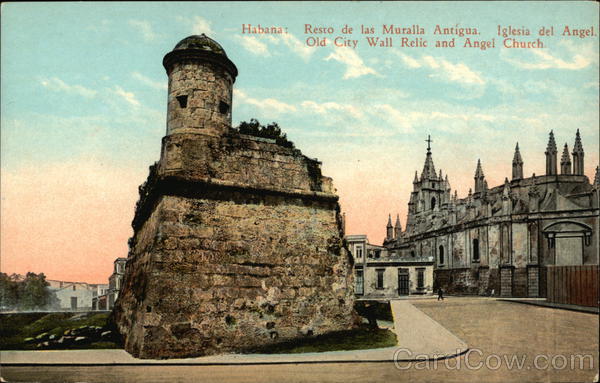 Old City Wall and Angel Church Havana Cuba