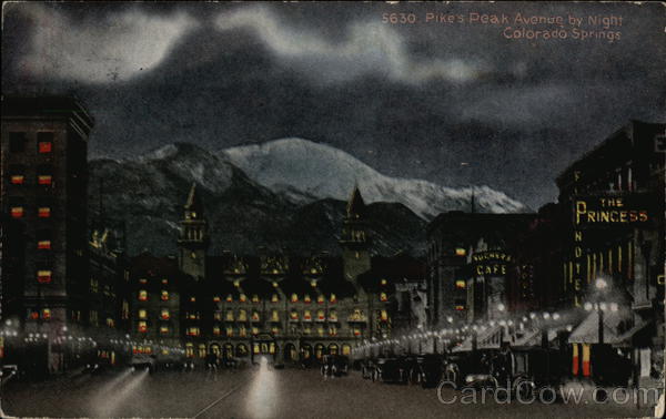 Pike's Peak Avenue at Night Colorado Springs