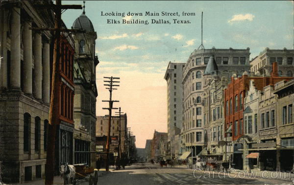 Looking down Main Street, from Elks Building Dallas Texas