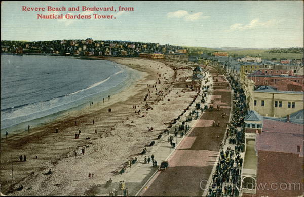 Beach and Boulevard, from Nautical Gardens Tower Revere Beach Massachusetts