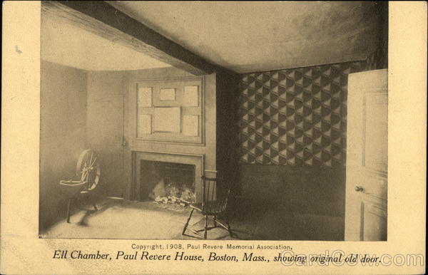 Ell Chamber, Paul Revere House, showing original old door Boston Massachusetts