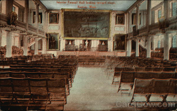 Interior View of Faneuil Hall, looking toward Stage Boston Massachusetts